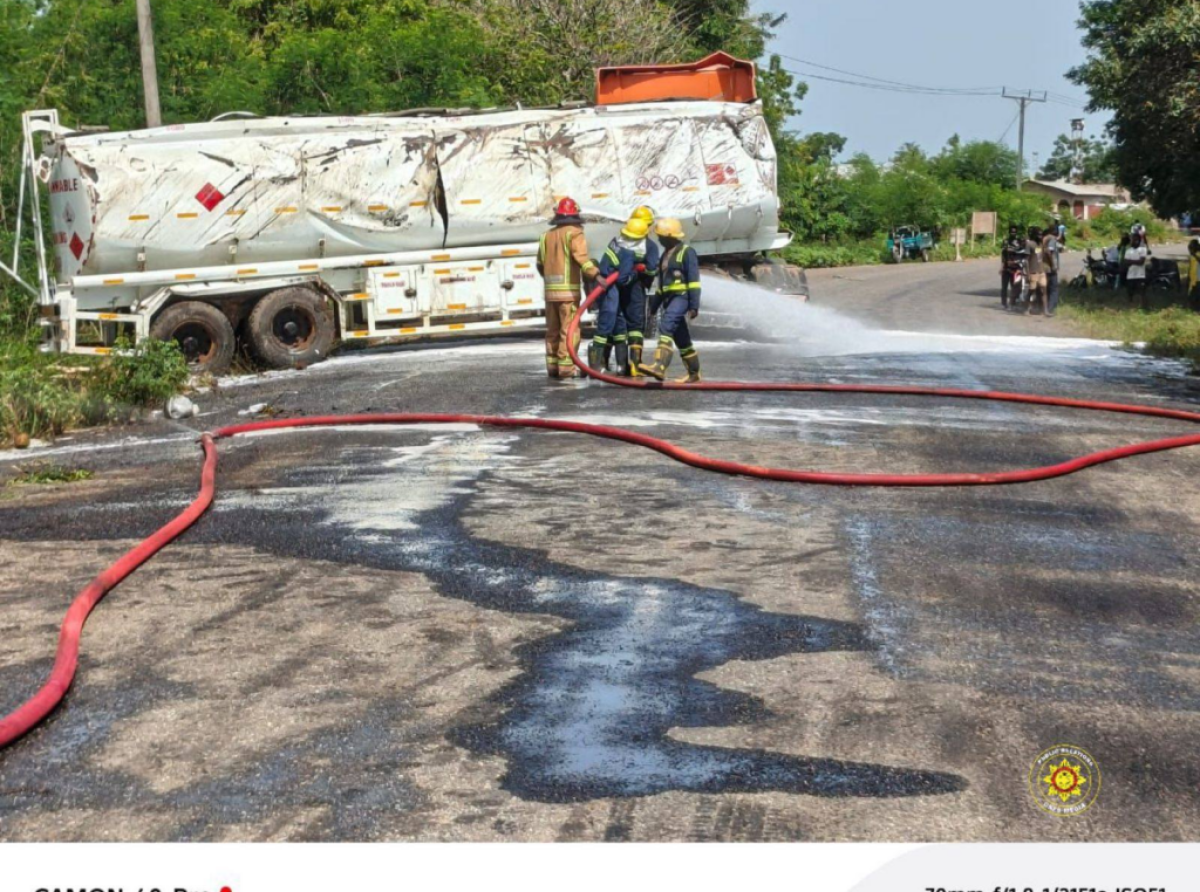 Fuel tanker overturns at Adidome