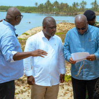 President Mahama visits Coastal Protection Project sites