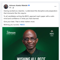 Approach each paper with a calm mind and confidence - Asiedu Nketia wishes BECE candidates well
