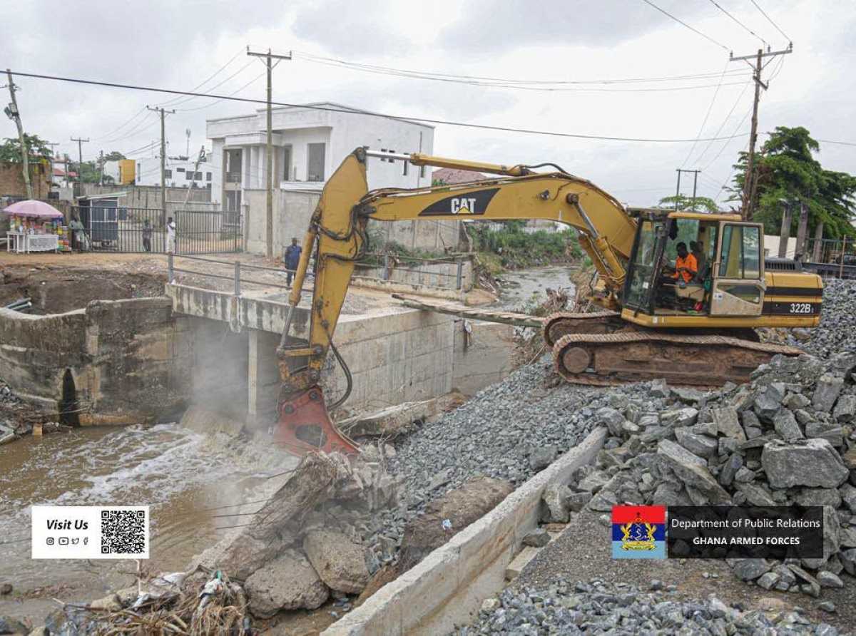 Post-flood mitigation task force demolishes unauthorised structures along the banks of Tesa Dam and Legon Boundary Road